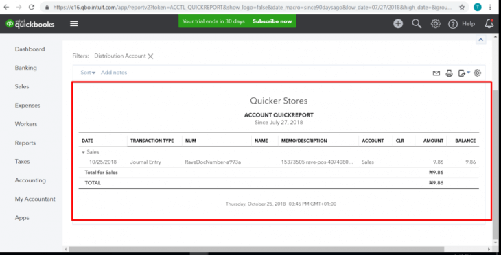 credit account screen
