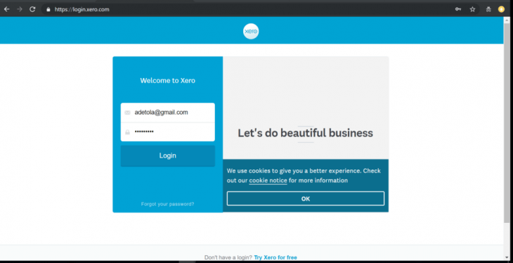 xero login screen